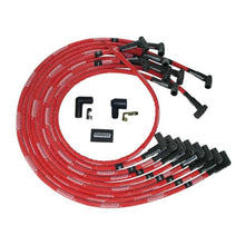 Load image into Gallery viewer, Moroso BBC Under Header 90 Deg Plug Boots HEI Sleeved Ultra Spark Plug Wire Set - Red