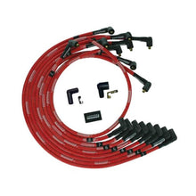 Load image into Gallery viewer, Moroso BBC Under Header 90 Deg Plug Boots Non-HEI Sleeved Ultra Spark Plug Wire Set - Red